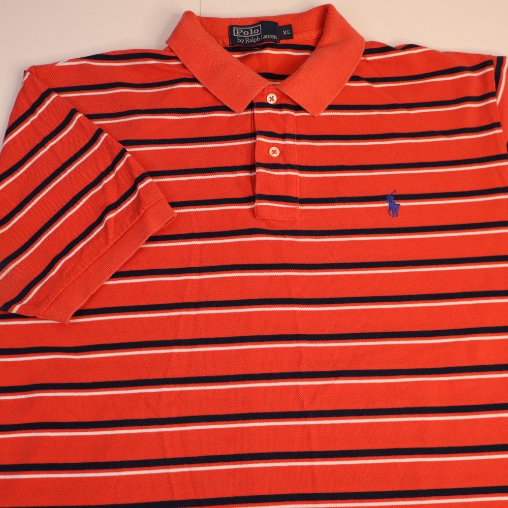 Polo Ralph Lauren Pullover Shirt Men's XL Pique Cotton Orange Short Sleeve